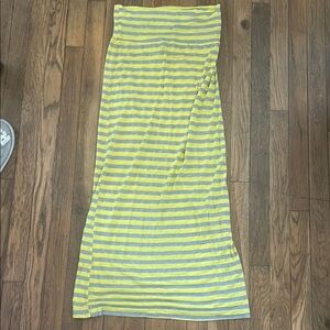 Striped Yellow and Gray Maxi Skirt